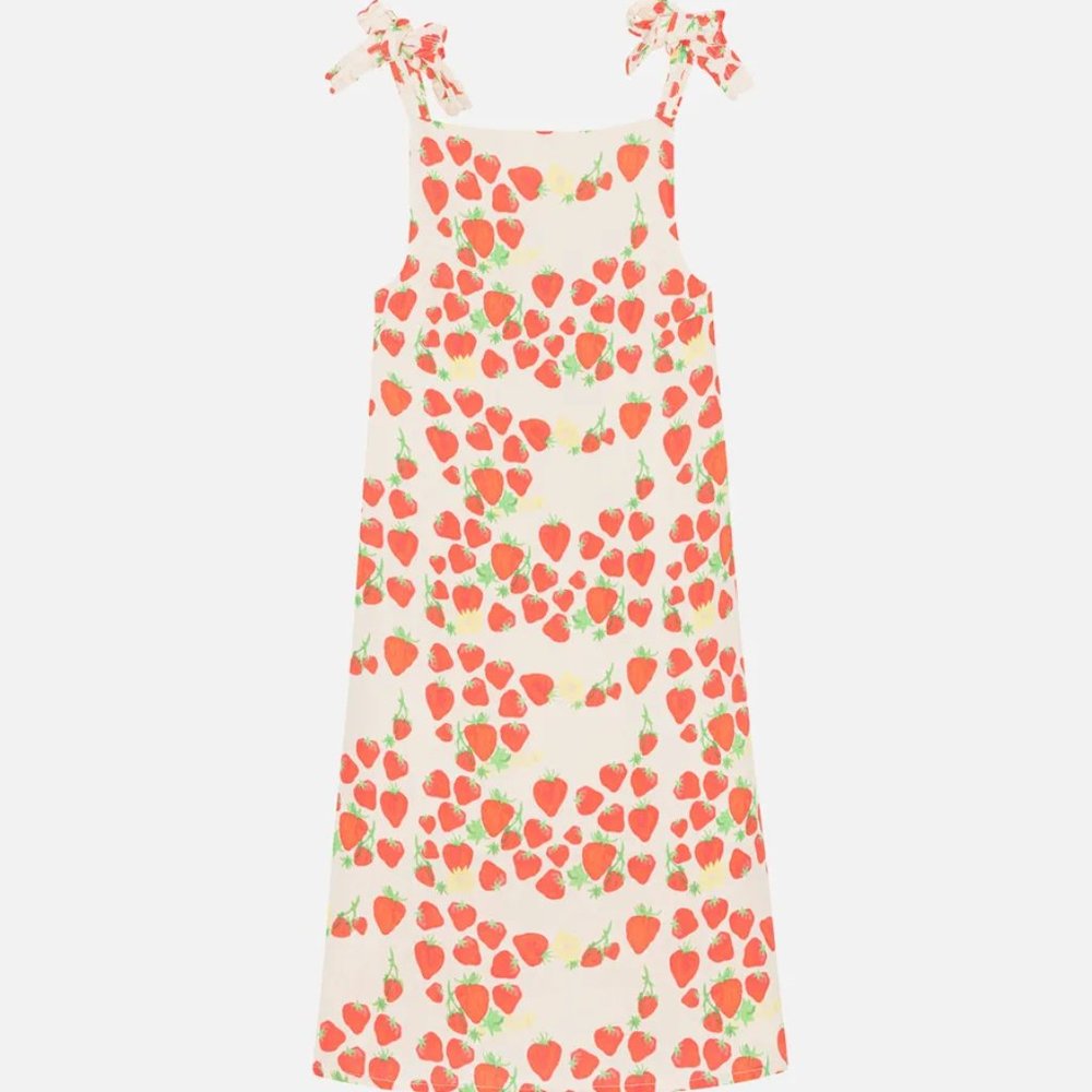 Helmstedt Strawberry Printed Linen-Blend Midi Dress size Small
